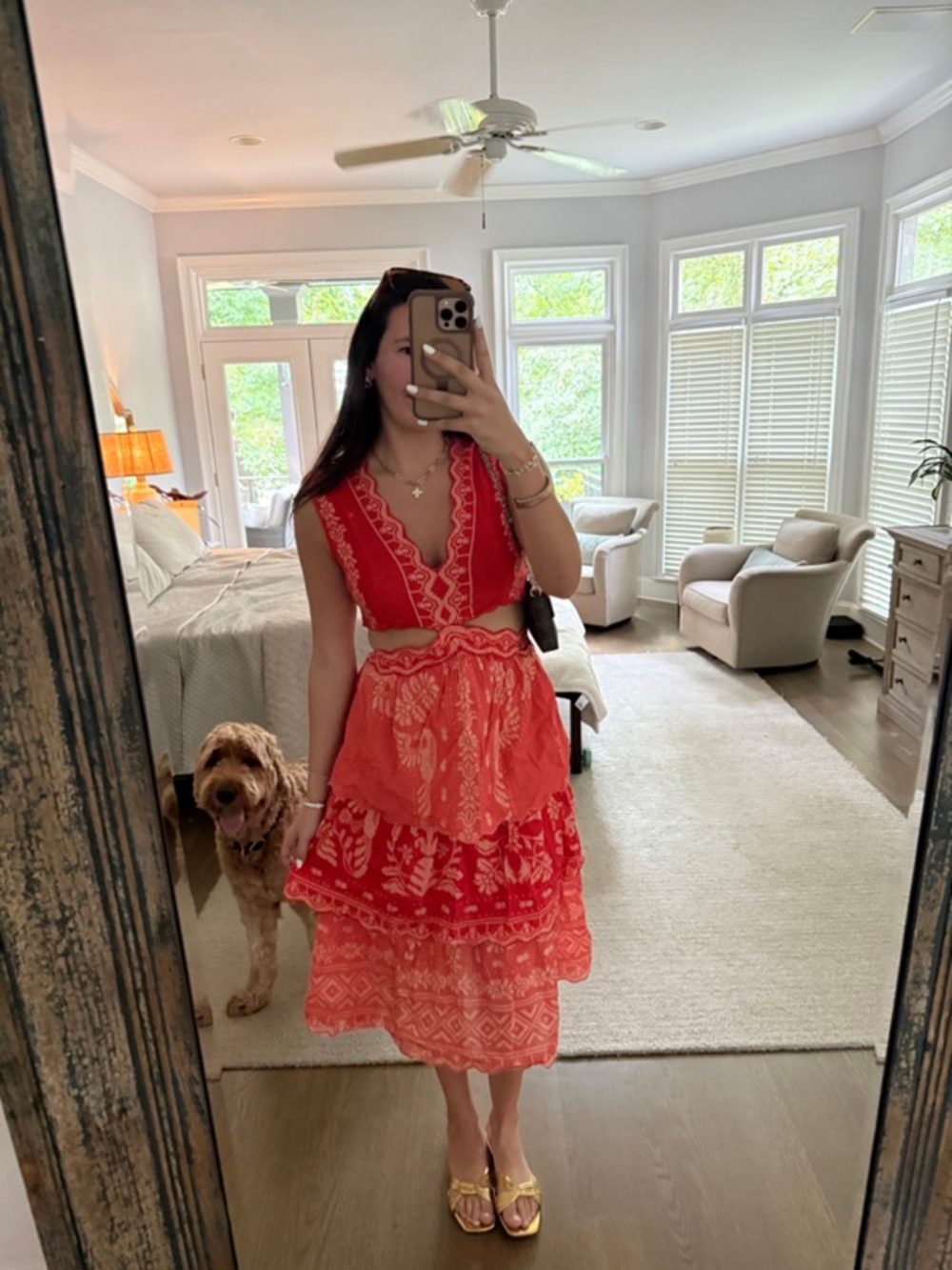 FARM Rio Coral Embroidered Midi Cotton Dress - Picture 3 of 13